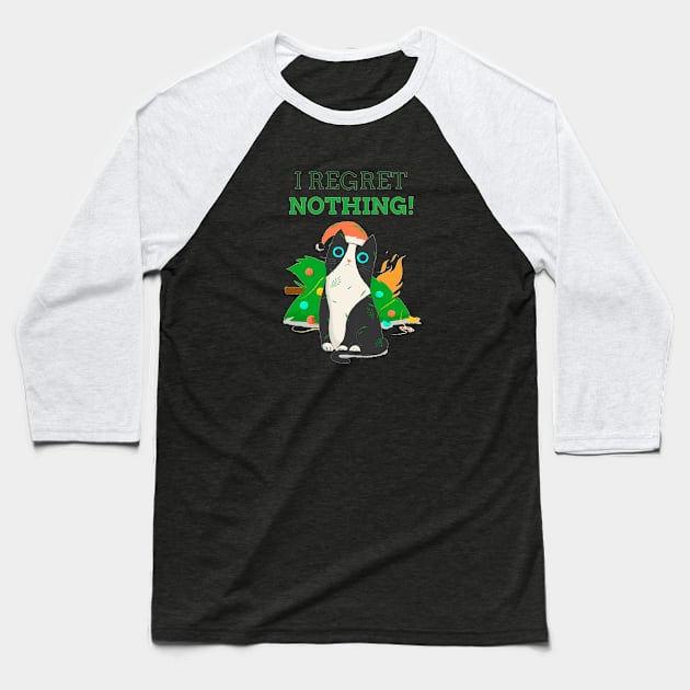 I Regret Nothing Cat Baseball T-Shirt by Philly Drinkers